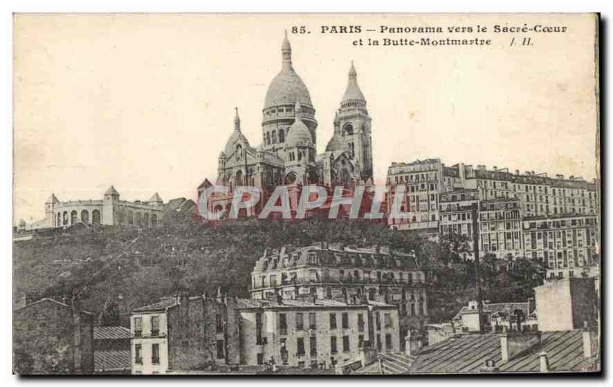 CPA Paris Panorama vers le Sacre Coeur et la Butte Montmartre 