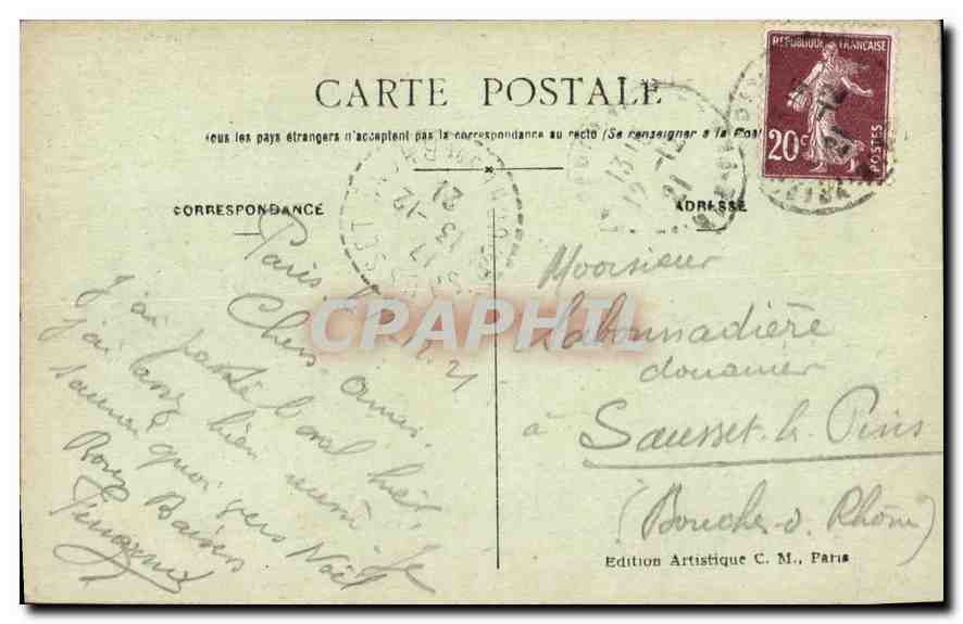CPA Paris Le Square d'Anvers et le Sacre Coeur Vue Generale  — Rückseite