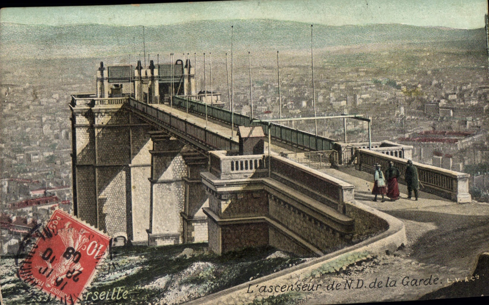 CPA Marseille L'ascenseur de N D de la Garde 