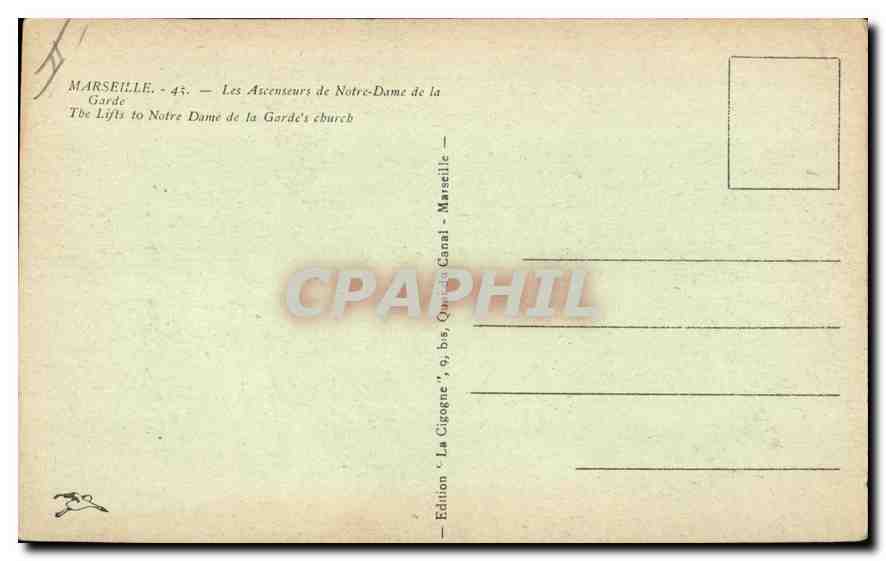 CPA Marseille Les Anscenseurs de Notre Dame de la Garde  — Rückseite