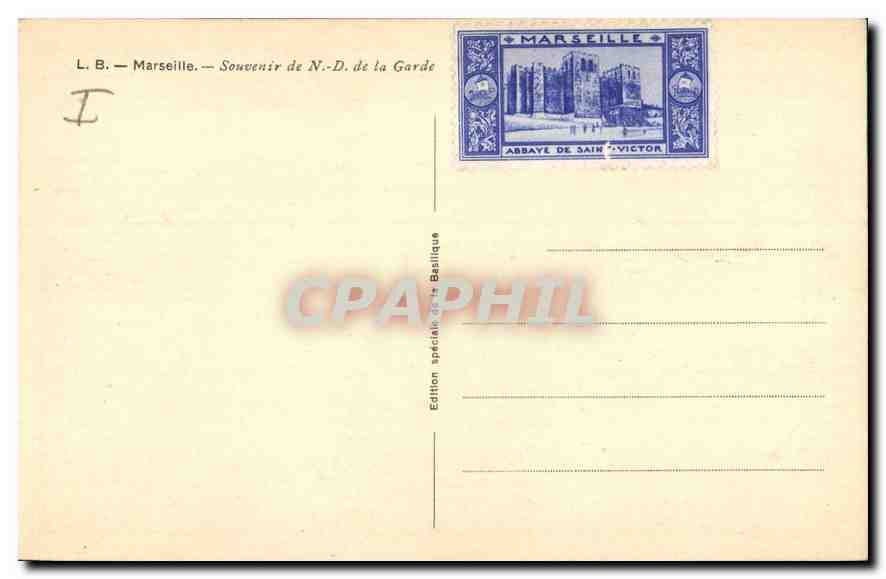 Marsiglia — Ricordo di N.S. della Guardia — Edizione speciale della Basilica — Verso