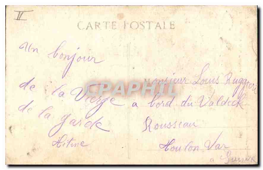 La Vierge à bord du Valdeck — Édition spéciale de la Basilique — Marseille, N.-D. de la Garde, série XIV — Reverso