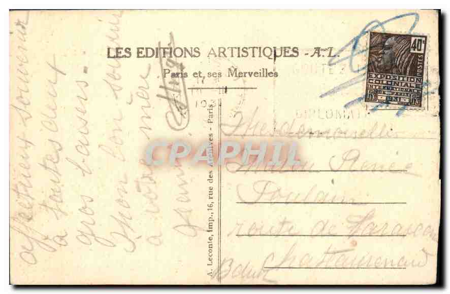CPA Paris Notre Dame  — Verso