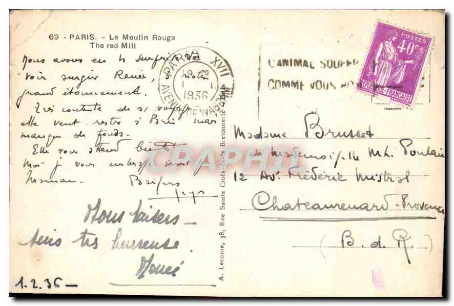 CPA Paris Le Moulin Rouge Publicite Banania — Verso