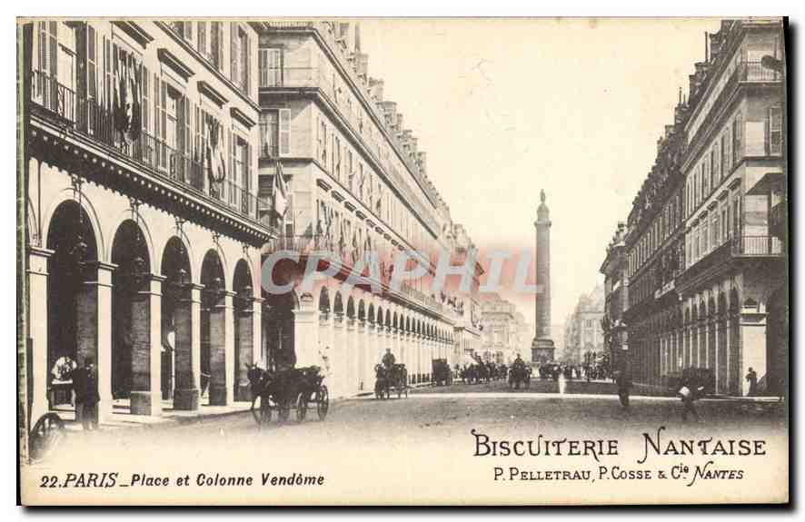 CPA Paris Place et Colonne Vendome Biscuiterie Nantaise