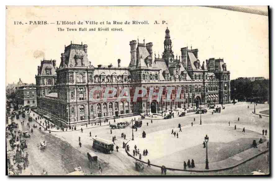 CPA Paris Hotel de Ville et la Rue de Rivoli 