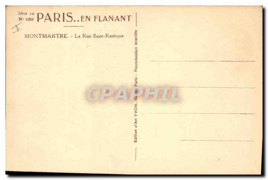 CPA Paris En Flanant Montmatre La Rue Saint Rustique  — Rückseite