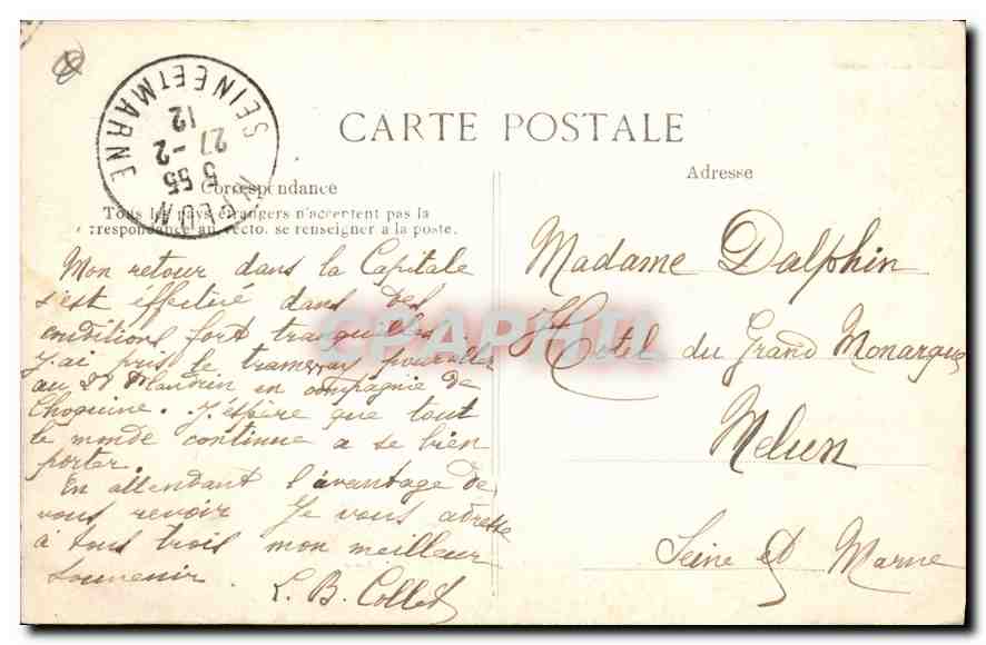 CPA Paris La Madeleine  — Verso