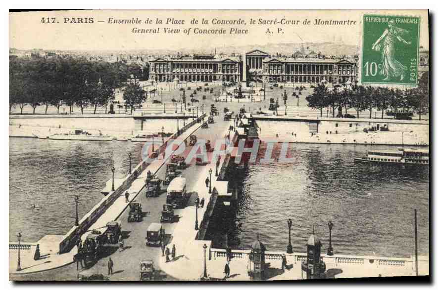 CPA Paris Ensemble de la Place de la Concorde le Sacre Coeur de Mntmartre 