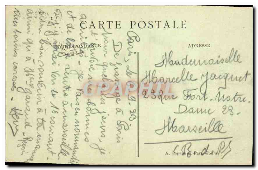 CPA Paris Ensemble de la Place de la Concorde le Sacre Coeur de Mntmartre  — Rückseite