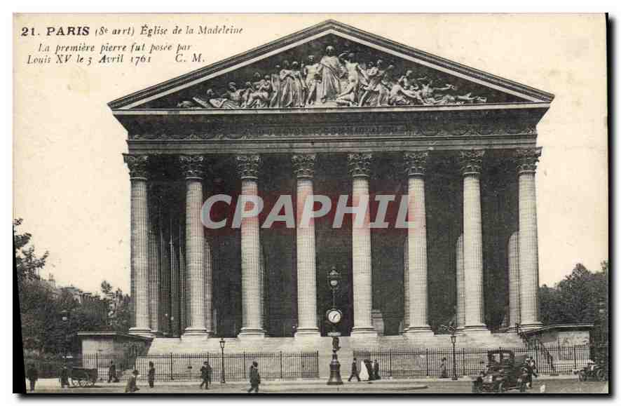 CPA Paris Eglise de la Madeleine La premiere pierre ful posee par Louis XV 