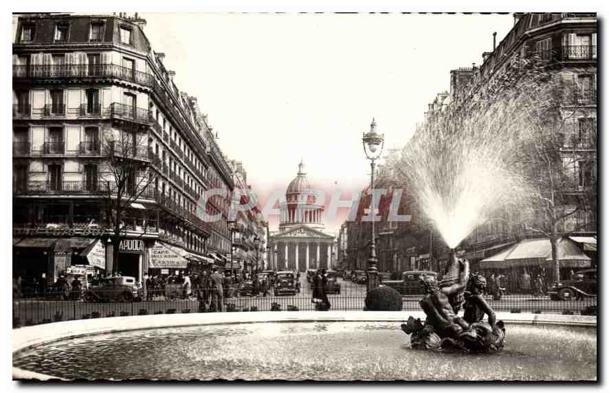 CPA Paris La rue Soufflot et le Pantheon 