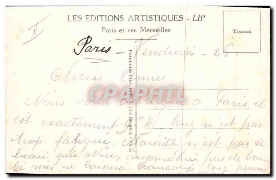 CPA Paris La Basilique du Sacre Coeur avec l'Escalier Monument Les Nouveaux Jardins et le Funiculair — Rückseite