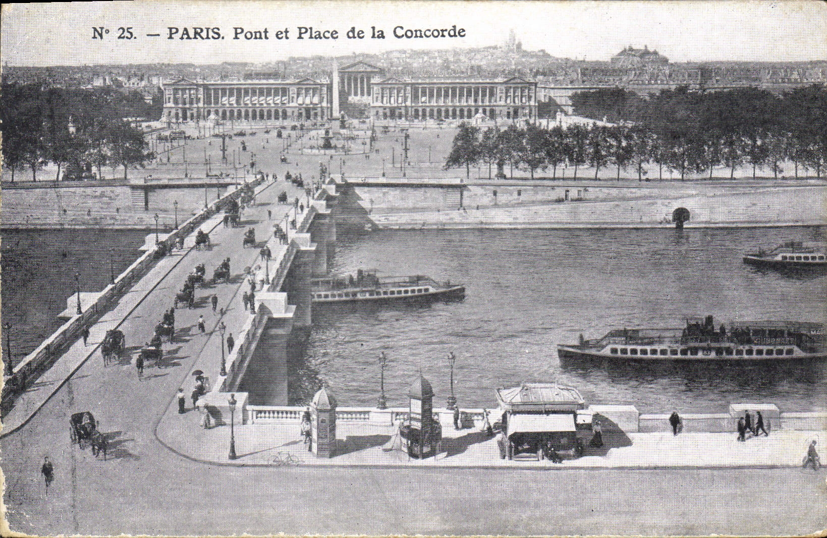 CPA Paris La Seine prise du Trocadero  Pont el Place de la Concorde 