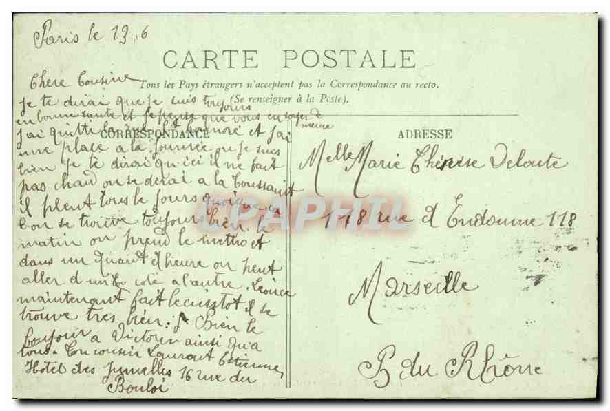 CPA Paris Ministere des Finances et les Tuileries  — Rückseite
