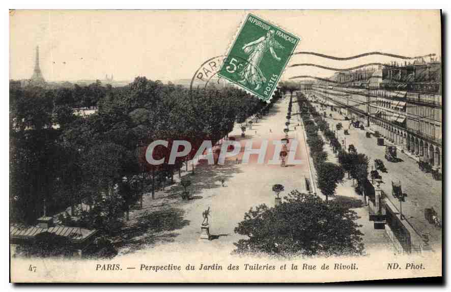 CPA Paris Perspective du Jardin des Tuileries et la Rue de Rivoli 
