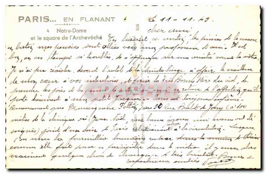 CPA Paris en Flanant Notre Dame et le square de l'Archeveche  — Verso