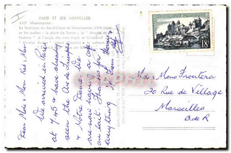 CPA Paris et ses Merveilles Montmartre La basilique du Sacre Coeur de Montmartre et les jardins Le m — Rückseite