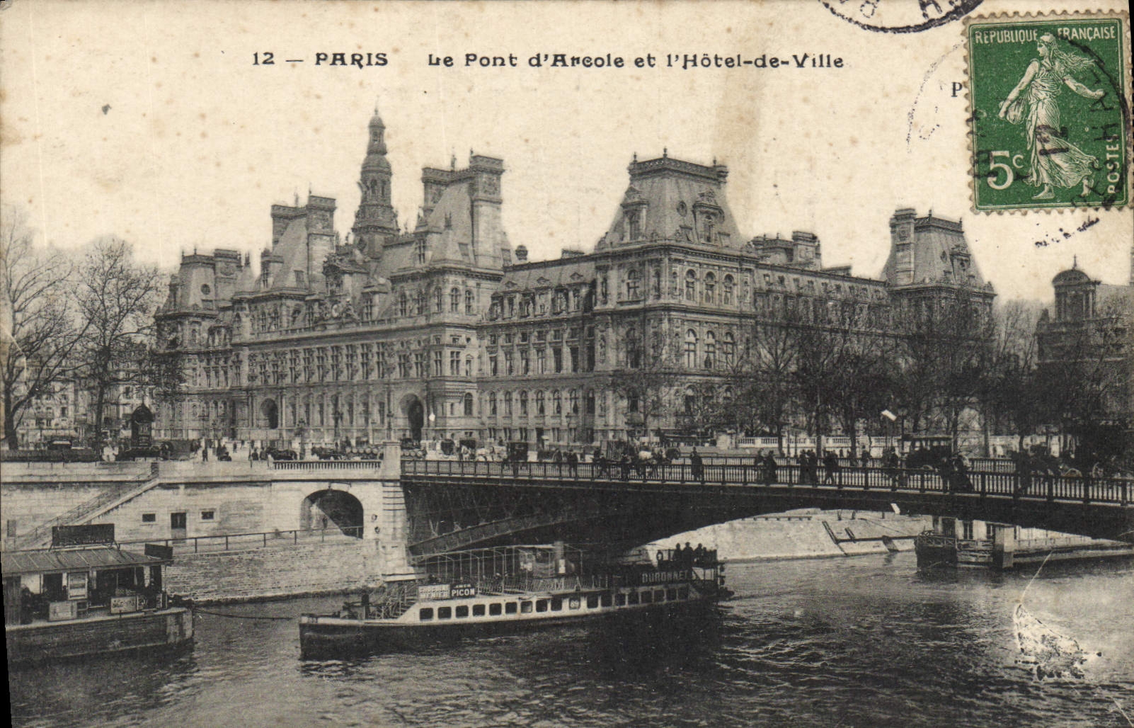 CPA Paris Le Pont d'Arcole et l'Hotel de Ville 