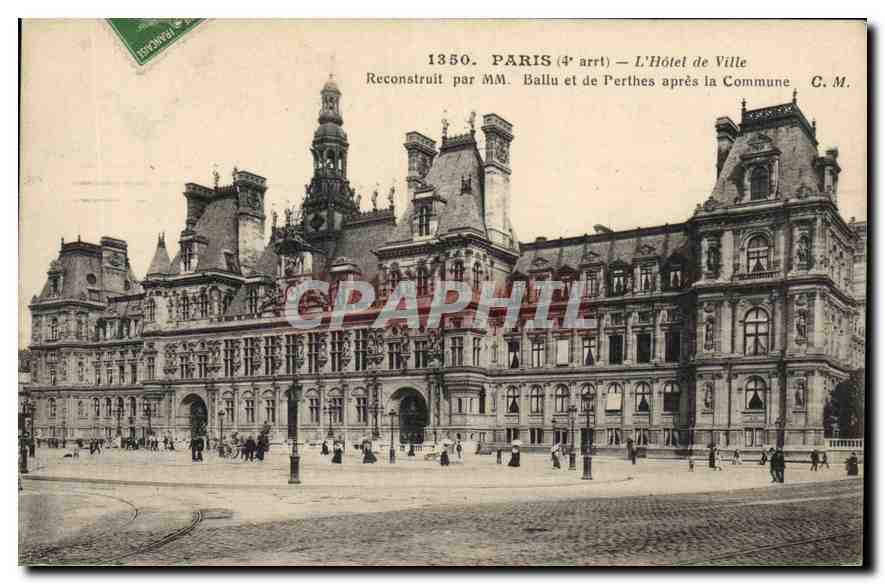 CPA Paris L'Hotel de Ville Ballu et de Perthes apres la Commune 