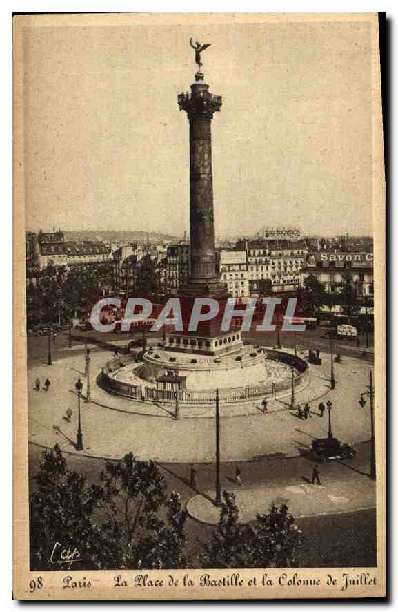 CPA Paris La Place de la Bastille et la Colonne de Juillet 