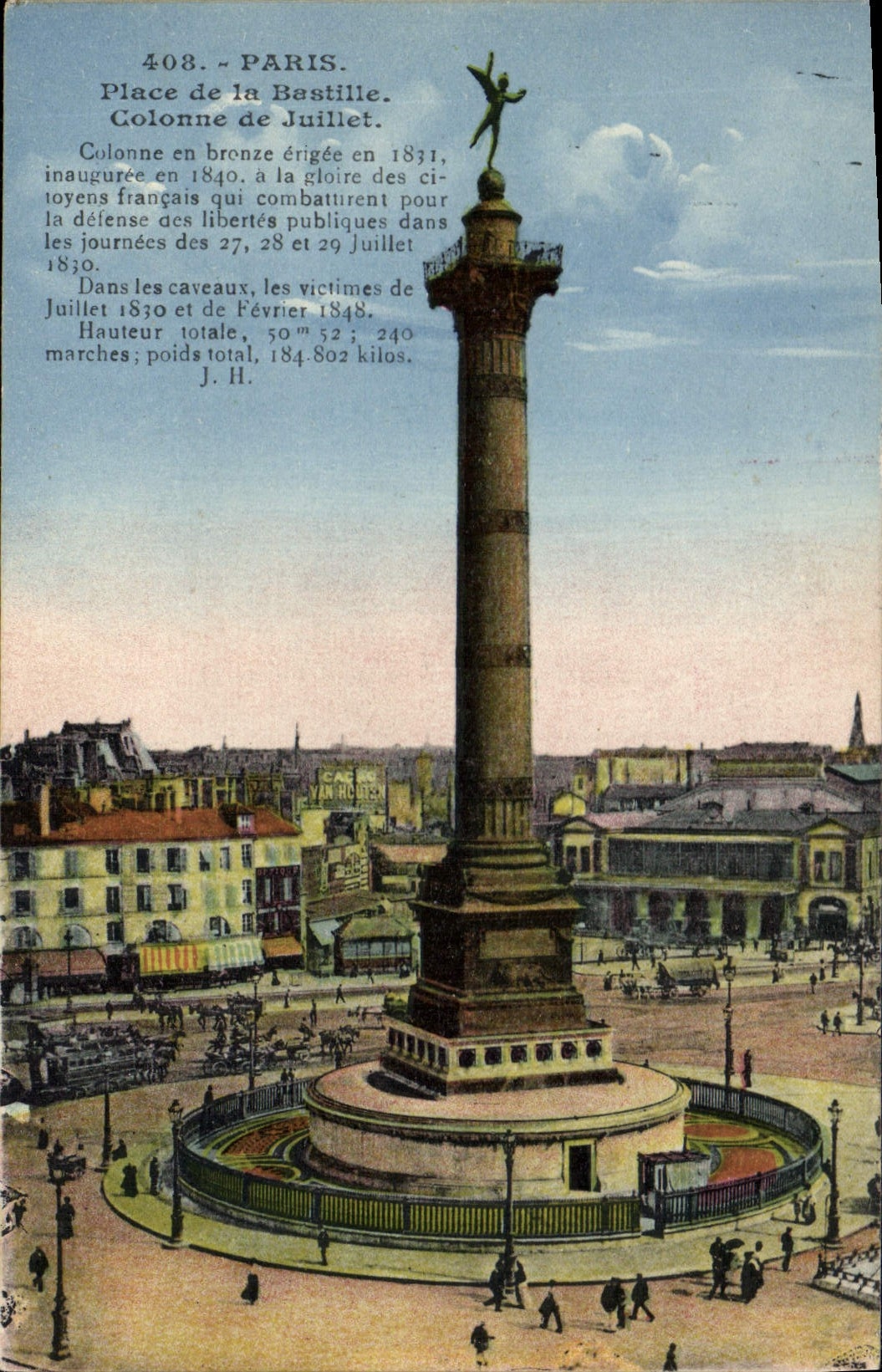 CPA Paris Place de la Bestille Colonne de Juillet 