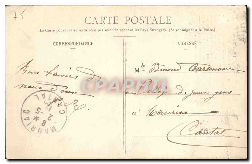 CPA Paris Colonne Vendome  — Verso