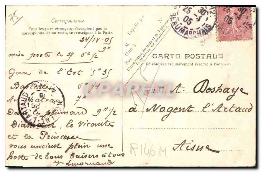 CPA Paris l'Eglise Notre Dame  — Verso
