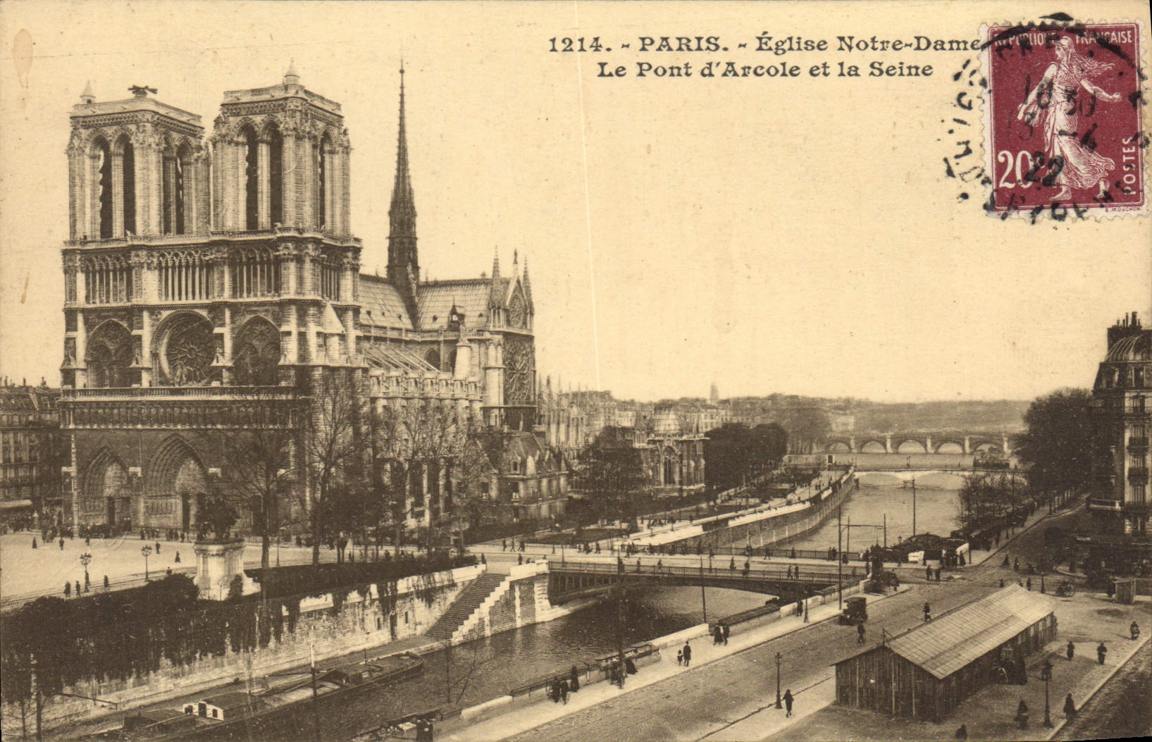 Paris — Église Notre-Dame et Le Pont d'Arcole — Édition Artistique C. M., Paris