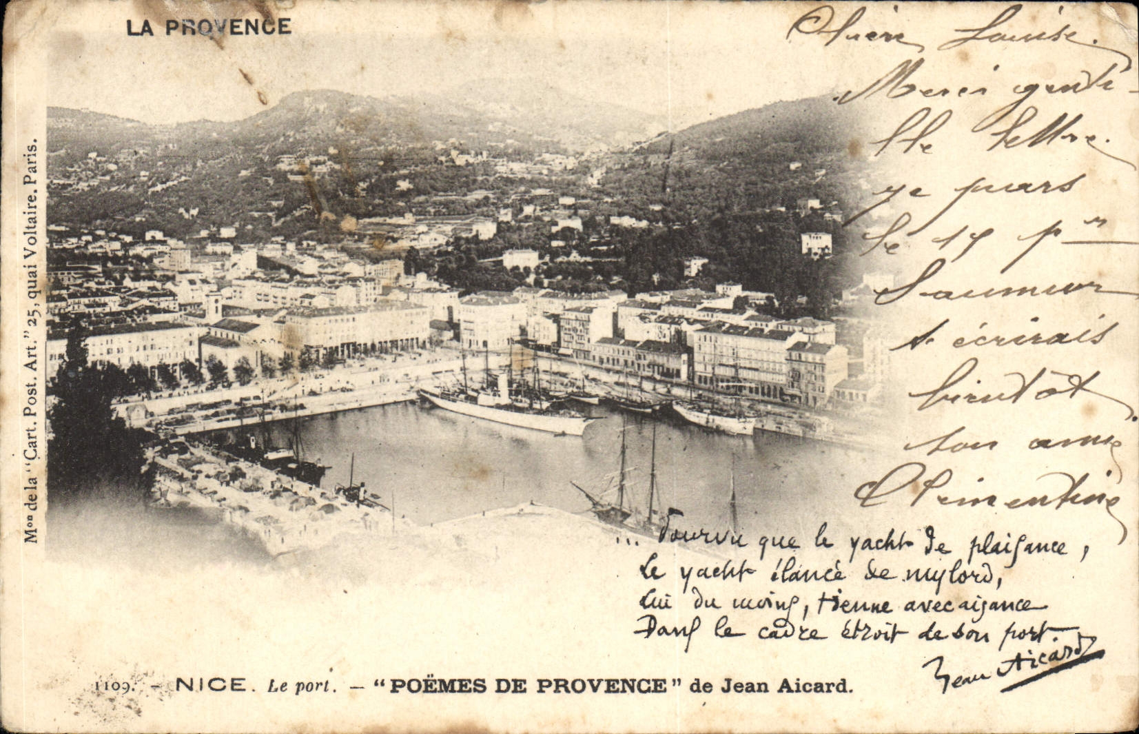 CPA Nice La Provence Le port Poemes de Provence de Jean Aicard 
