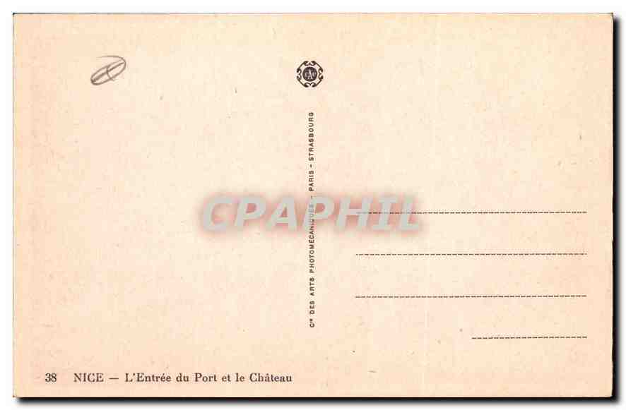 CPA Nice l'Entree du Port et le Chateau  — Rückseite