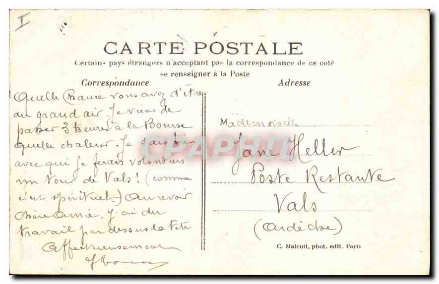 CPA Bois de Boulogne Moulin a vent — Verso
