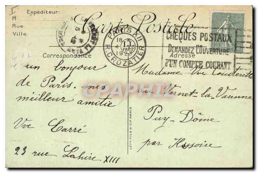 CPA Paris Le Lion et Belfort  — Rückseite