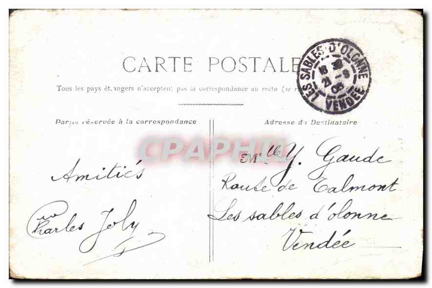 CPA Paris Arc de Triomphe  — Rückseite