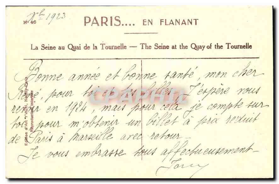 CPA Paris en Flanant la Seine au Quai de la Tournelle  — Rückseite