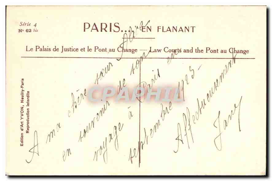 CPA Paris en Flanant le Palais de Justice et le Pont au Change  — Rückseite