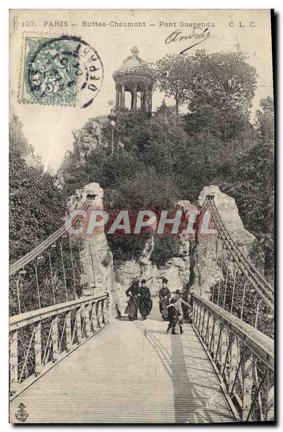 CPA Paris Buttes Chaumont Pont suspendu 