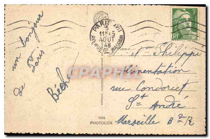 CPA Paris Place de la Concorde  — Rückseite