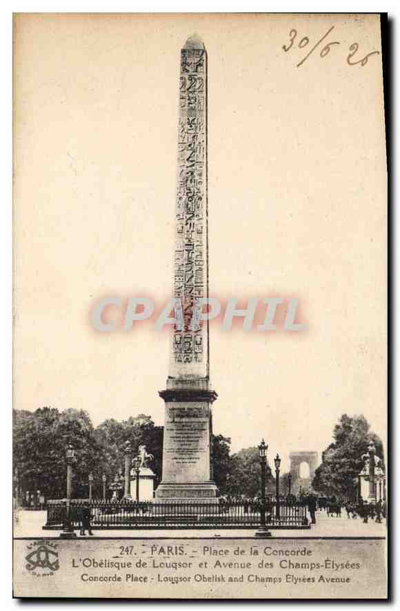 CPA Paris Place de la Concorde l'Obelisque de Louqsor et Avenue des Champs Elysees 
