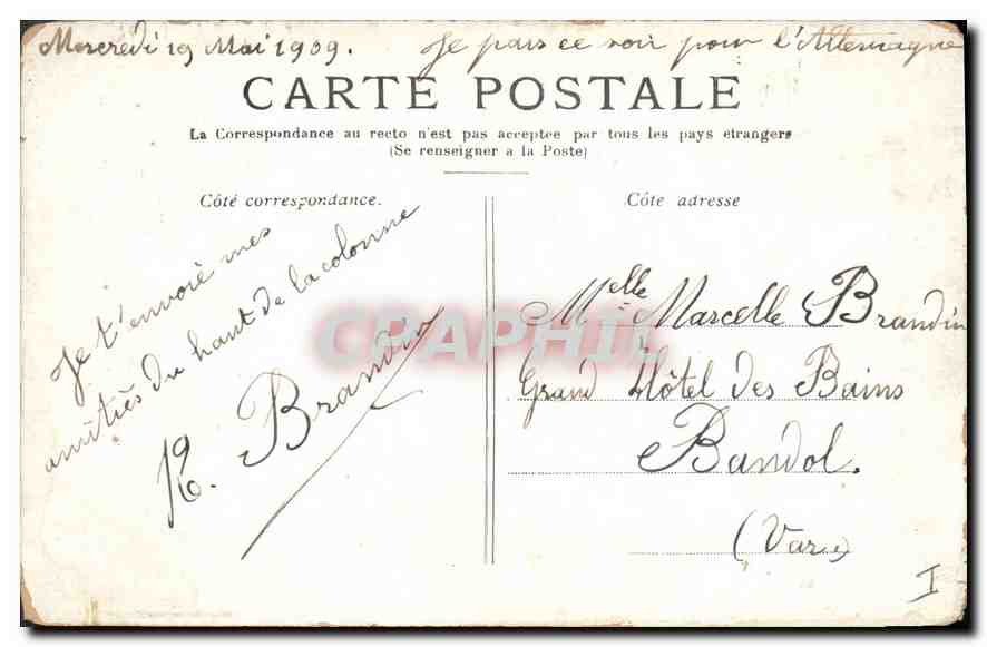 CPA Paris la Place de la Bastille  — Rückseite