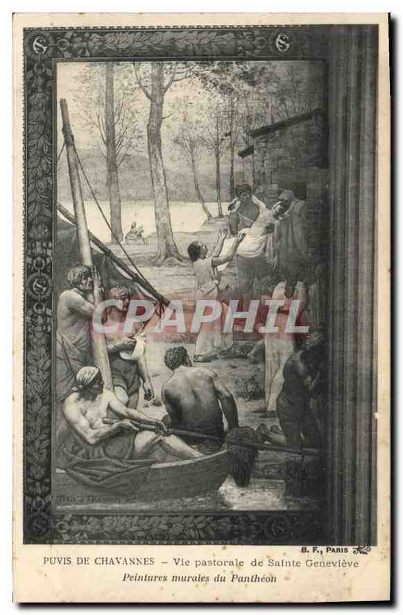CPA Paris Puvis de Chavannes vis Pastorale de Saint Genevieve Peintures murales du Pantheon 