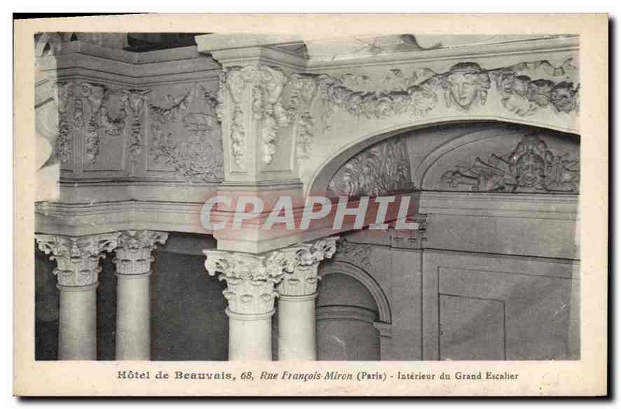 CPA Hotel de Beauvais 68 rue Francois Miron Paris Interieur du Grand Escalier 
