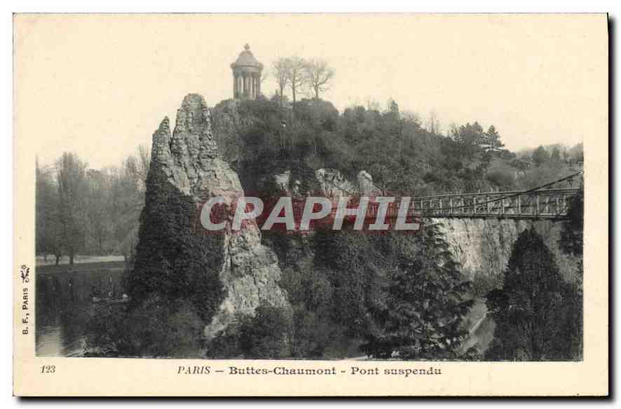CPA Paris Buttes Chaumont Pont suspendu 