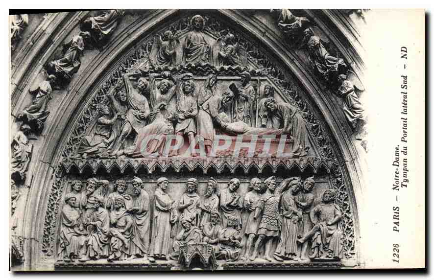 CPA Paris Notre Dame Tympan du portail lateral Sud 