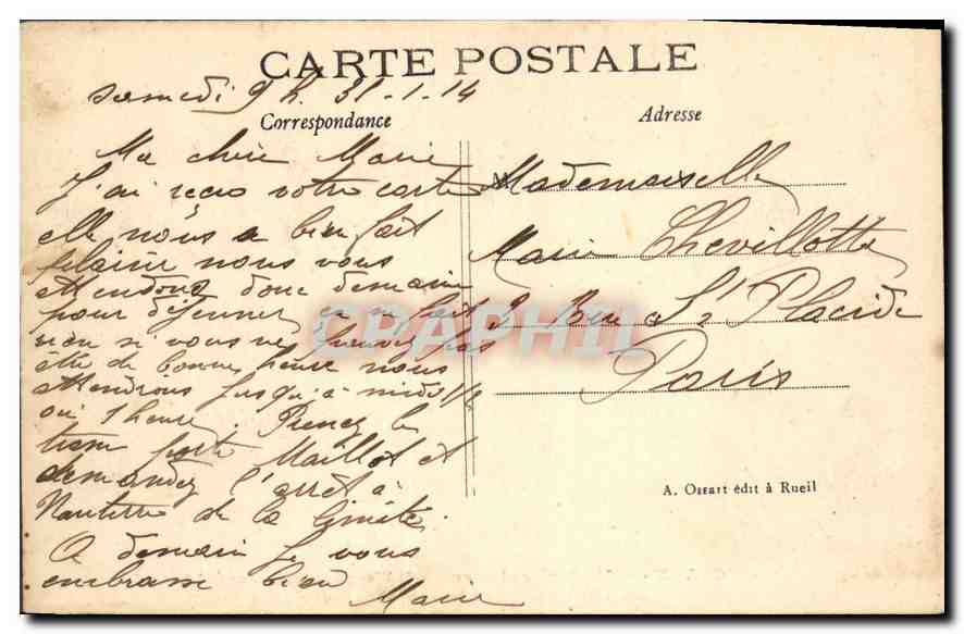CPA L'Opale voiture qui a condui l'Imperatrice Josephine au chateau apres le divorse 16 dec 1869  — Verso