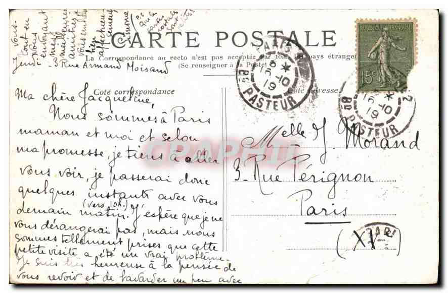 CPA Paris le Boulevard des Italins  — Verso