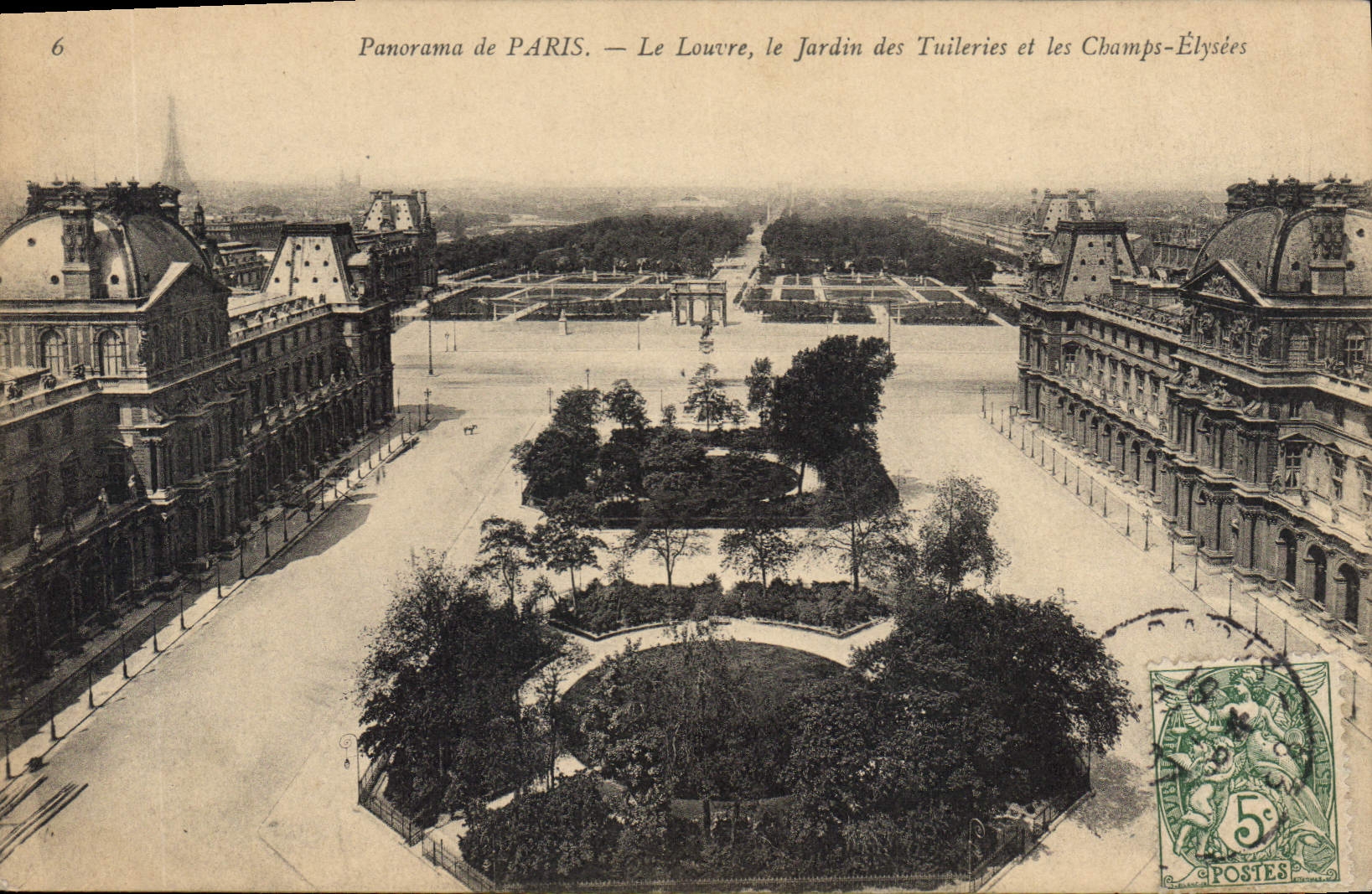 CPA Panorama de Paris le Louvre le Jardin des Tuileries et les Champs Elysees 