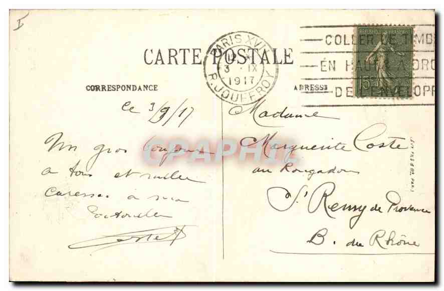 CPA Paris le Parc Monceau la Naumachie  — Rückseite