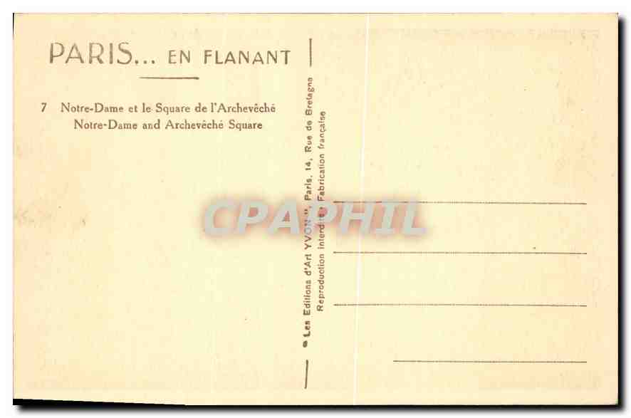 CPA Paris en flanant Notre Dame et le Square de l'Archeveche  — Verso