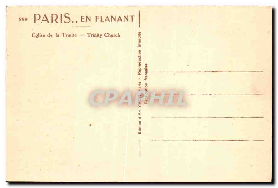 CPA Paris en flanant Eglise de la Trinite  — Rückseite